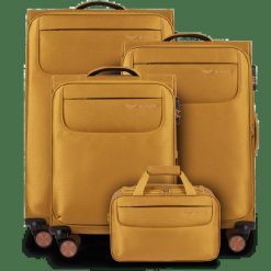 Zestaw 3 walizek TERN + torba podręczna Wings YELLOW. Żółte torebki klasyczne damskie Wings, bez wzorów, z materiału, duże, bez dodatków. Za 809.91 zł.