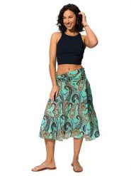 Aller Simplement Spódnica w kolorze turkusowym ze wzorem rozmiar: 38/40. Niebieskie spódniczki damskie Aller Simplement, bez wzorów, midi. Za 56.99 zł.