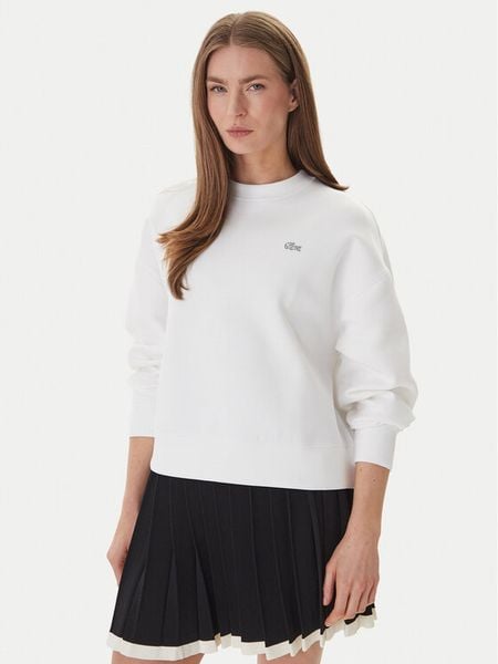 Lacoste Bluza SF0046 Biały Oversize. Białe bluzy bez kaptura damskie Lacoste, z bawełny. Za 649.99 zł.