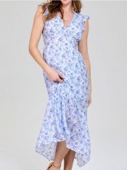 Sukienka midi w kwiaty z wiskozą - wielobarwny. Sukienki damskie Sinsay, l, bez wzorów, z materiału, bez kołnierzyka, bez ramiączek, midi. Za 49.99 zł.