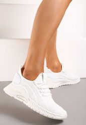 Białe Sznurowane Buty Sportowe na Grubszej Podeszwie Unamarie. Białe buty sportowe na co dzień damskie Born2be, bez wzorów, z jeansu. Za 49.99 zł.
