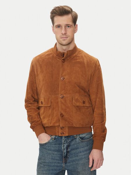 Serge Pariente Kurtka skórzana Starter Vs Brązowy Regular Fit. Brązowe kurtki męskie Serge Pariente, m, bez wzorów, ze skóry, bez kaptura. Za 919.99 zł.