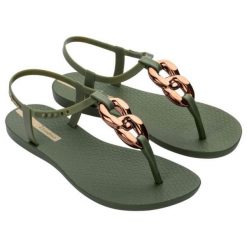 Sandały Ipanema Class Connect Ii Fem Damskie. Zielone sandały damskie Ipanema, bez wzorów, z materiału, bez obcasa. Za 129.99 zł.