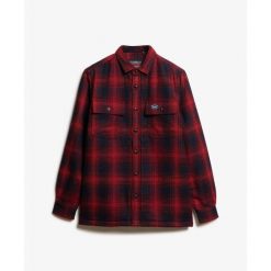 Dopasowana koszula w kratkę na zamek z wełny z polarową podszewką Superdry. Czerwone koszule męskie Superdry., m, bez wzorów, z polaru, bez kołnierzyka, bez ramiączek. W wyprzedaży za 308.45 zł.