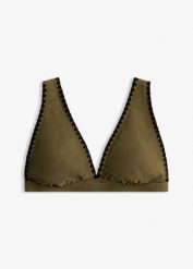 Biustonosz bikini z haftem. Zielone bikini damskie bonprix, bez wzorów. Za 89.99 zł.