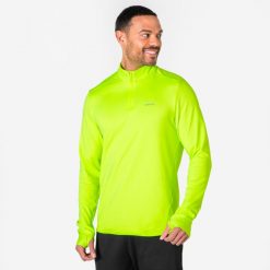 Bluza do biegania męska Kalenji Run 100 Warm Visibilite. Żółte bluzy bez kaptura męskie KIPRUN, l, z bawełny. Za 59.99 zł.