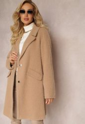 Brązowy Puchaty Płaszcz z Napami i Kieszeniami Talese. Brązowe płaszcze damskie Renee, m, bez wzorów. Za 139.99 zł.