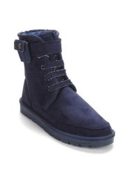 ISLAND BOOT Botki zimowe "Imaan" w kolorze granatowym rozmiar: 39. Niebieskie botki damskie Island Boot, na zimę, z materiału, z okrągłym noskiem, bez obcasa, bez zapięcia. Za 214.19 zł.