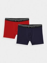 4F Bielizna bokserki (2-pack) męskie - granatowe S. Niebieskia bokserki męskie 4f, bez wzorów, z bawełny. W wyprzedaży za 49.99 zł.