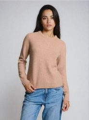 Sweter z domieszką wełny - beżowy. Brązowe swetry klasyczne damskie Sinsay, l, z wełny, bez kołnierzyka. Za 39.99 zł.