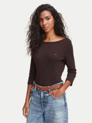 Tommy Hilfiger Bluzka Cody WW0WW49928 Brązowy ciemny Regular Fit. Brązowe topy sportowe damskie Tommy Hilfiger, xl, bez wzorów, z bawełny, bez ramiączek. Za 249.99 zł.
