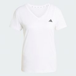 Koszulka Workout Essentials V-Neck. Białe t-shirty damskie Adidas, bez wzorów, bez kołnierzyka. Za 109.00 zł.