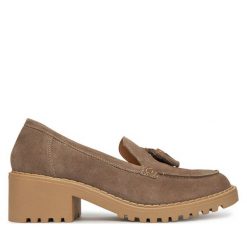 Półbuty Lasocki. Szare półbuty damskie Lasocki, bez wzorów, bez obcasa, na obcasie. Za 229.99 zł.