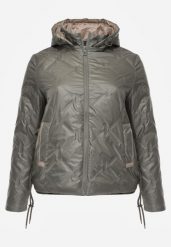 Zielona Pikowana Kurtka z Odpinanym Kapturem i Dłuższym Tyłem Harmenope. Zielone kurtki damskie Born2be, plus size, bez wzorów, z jeansu. Za 149.99 zł.