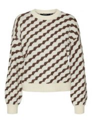 Vero Moda Sweter w kolorze kremowo-brązowym rozmiar: S. Brązowe swetry klasyczne damskie Vero Moda, s, bez kołnierzyka. Za 83.62 zł.