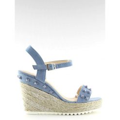 Espadryle na koturnie niebieskie TS-16 Blue. Niebieskie czółenka damskie ButyModne, bez wzorów, z materiału, bez obcasa, na koturnie. Za 85.68 zł.