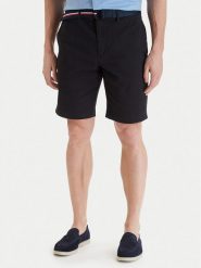 Tommy Hilfiger Szorty materiałowe Denton MW0MW42349 Czarny Slim Fit. Czarne szorty męskie Tommy Hilfiger, z bawełny, bez kołnierzyka. Za 369.99 zł.