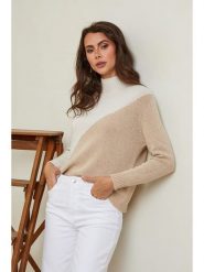 Joséfine Sweter "Csorna" w kolorze kremowo-beżowym rozmiar: XL. Brązowe golfy damskie Joséfine, xl, bez wzorów, z kaszmiru, bez ramiączek. Za 140.53 zł.