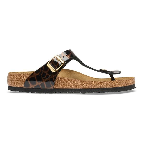 Birkenstock Gizeh LENA Emboss Animal Black Japonki damskie. Czarne klapki damskie Birkenstock, bez wzorów, z jeansu, bez obcasa. Za 549.99 zł.