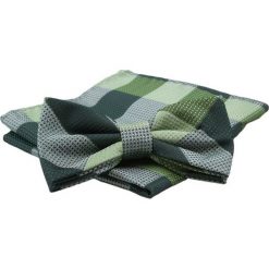 Mucha Męska z Poszetką, Zielona w Dużą Kratkę - Alties. Zielone krawaty i muchy męskie Alties, bez wzorów, eleganckie. Za 54.00 zł.