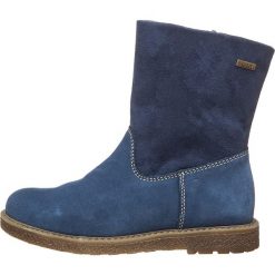 Skórzane botki w kolorze niebieskim. Niebieskie botki dziewczęce Richter, bez wzorów, ze skóry, bez ramiączek. W wyprzedaży za 172.95 zł.