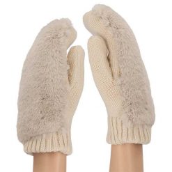Damskie rękawiczki Teddy Mittens w jednym rozmiarze. Brązowe rękawiczki damskie Sarlini, na zimę, bez wzorów, z materiału. Za 128.95 zł.