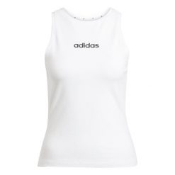 Adidas Sport W Lin Sj Tk Tank Top Damskie. Białe topy sportowe damskie Adidas, l, bez wzorów, z bawełny, bez ramiączek. Za 150.99 zł.