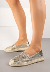 Złote Espadryle Ozdobione Plecioną Cholewką i Sznurkiem Andisla. Żółte espadryle damskie Born2be, bez wzorów, z jeansu, bez obcasa. Za 49.99 zł.