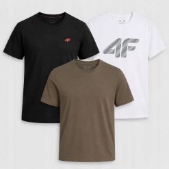 KOMPLET KOSZULEK MĘSKICH 4F T-SHIRT ZESTAW 3PAK. T-shirty męskie 4f, m, bez wzorów, z bawełny, bez kołnierzyka. Za 181.98 zł.