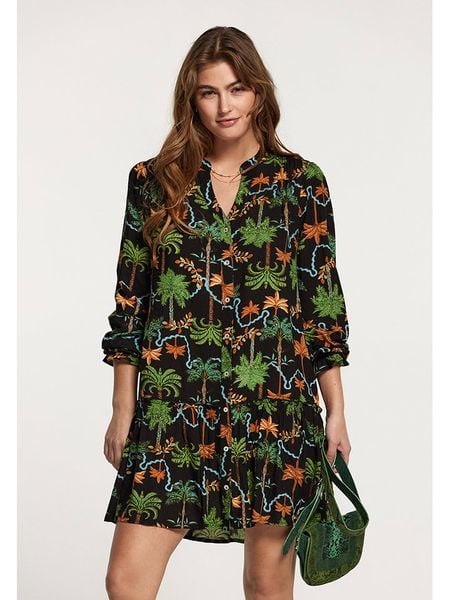 SHIWI Sukienka w kolorze czarno-zielonym rozmiar: XL. Czarne sukienki damskie SHIWI, na co dzień, xl, bez wzorów, z wiskozy, bez kołnierzyka, bez ramiączek, mini, proste. Za 167.67 zł.