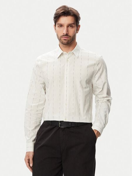 Guess Koszula M6RH71 WK001 Biały Regular Fit. Białe koszule męskie Guess, m, z aplikacjami, z bawełny, bez kołnierzyka, bez ramiączek. Za 308.99 zł.