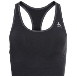 Biustonosz sportowy damski Odlo SEAMLESS MEDIUM z Ceramicool czarny. Czarne biustonosze sportowe damskie Odlo, bez wzorów, z dzianiny. Za 164.99 zł.