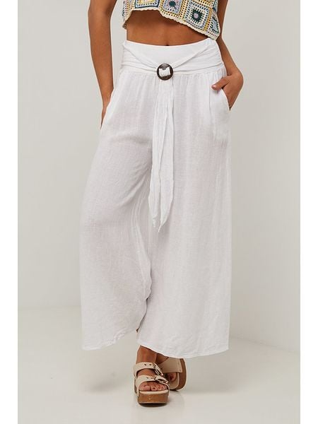 Le Monde du Lin Lniane spodnie w kolorze białym rozmiar: 38/40. Białe spodnie materiałowe damskie Le Monde du Lin, bez wzorów, ze lnu, klasyczne, z standardowym stanem. Za 182.95 zł.