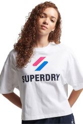 Koszulka damska Superdry Code Sl Stacked Apq Boxy bawełniana t-shirt. Białe t-shirty damskie Superdry., l, bez wzorów, z bawełny, bez kołnierzyka. Za 63.49 zł.