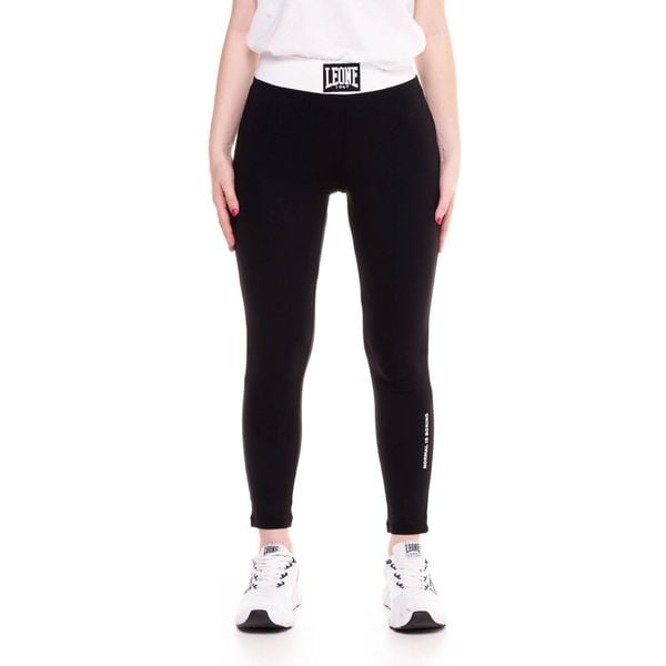 Legginsy z bawełna na co dzień na siłownię. Czarne legginsy damskie LEONE 1947 APPAREL, bez wzorów, z bawełny, na fitness i siłownię. W wyprzedaży za 96.83 zł.