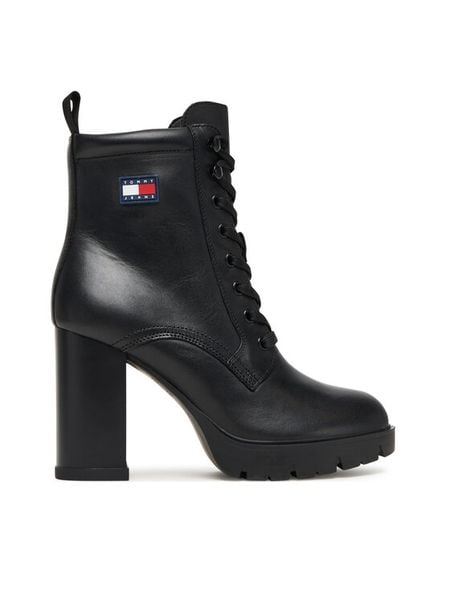 Tommy Jeans Trzewiki Tjw Lace Up EN0EN02832 Czarny. Czarne botki damskie Tommy Jeans, z jeansu, bez obcasa, na słupku, bez zapięcia. Za 529.99 zł.
