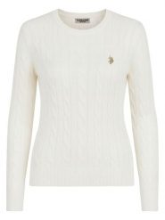 U.S. Polo Assn. Sweter w kolorze białym rozmiar: S. Białe swetry klasyczne damskie U.S. Polo Assn., s, z bawełny, bez kołnierzyka. Za 139.54 zł.