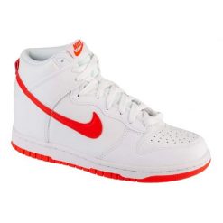 Buty Nike Dunk High Gs Jr DB2179-111 białe. Białe buty sportowe dziewczęce bez wzorów, z gumy, bez zapięcia. Za 552.09 zł.