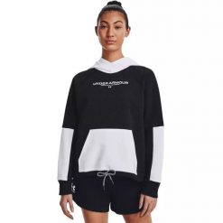 Bluza damska Under Armour Rival + Fleece Hoodie. Czarne bluzy bez kaptura damskie Under Armour. Za 159.99 zł.