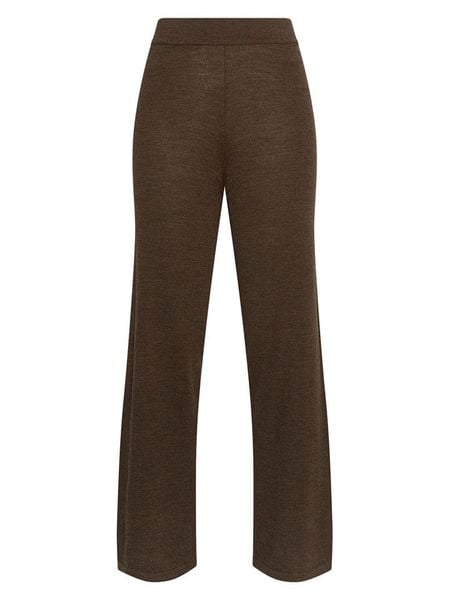 MOSS COPENHAGEN Wełniane spodnie "Nema" w kolorze ciemnobrązowym rozmiar: S/M. Brązowe spodnie materiałowe damskie MOSS COPENHAGEN, bez wzorów, z materiału, z podwyższonym stanem. Za 278.45 zł.