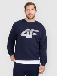 4F Bluza dresowa nierozpinana bez kaptura męska - granatowa M. Niebieskie bluzy bez kaptura męskie 4f, m, z bawełny. Za 129.99 zł.