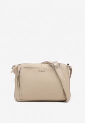 Jasnobeżowa Torebka Trzykomorowa w Stylu Listonoszki Jenelira. Brązowe shopper bag damskie Renee, bez wzorów, z jeansu, bez dodatków. Za 129.99 zł.