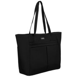 Torebka shopper Peterson PTN CTY-09 czarna. Czarne torby na laptopa damskie Peterson, bez wzorów, z nylonu. Za 89.99 zł.