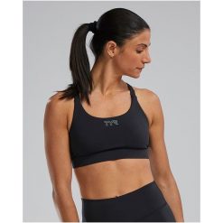Top damski TYR JL DUALSTRPBRA SOL. Czarne topy sportowe damskie TYR, s, bez wzorów, bez ramiączek. Za 299.98 zł.