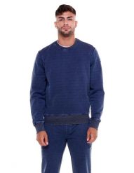 Męska bluza jeansowa z okrągłym dekoltem w kolorze indygo. Niebieskie bluzy sportowe męskie LEONE 1947 APPAREL, l, z bawełny. Za 105.21 zł.
