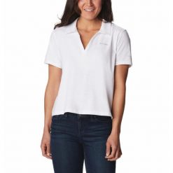 Koszulka Damska Columbia Sun Trek Polo. Białe bluzki damskie Columbia, s, bez wzorów, sportowe, bez kołnierzyka, bez ramiączek. Za 104.99 zł.