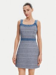 Guess Sukienka codzienna W5GK77 WH610 Niebieski Slim Fit. Niebieskie sukienki damskie Guess, na co dzień, xs, z aplikacjami, z bawełny, bez kołnierzyka, bez ramiączek, proste. Za 469.99 zł.