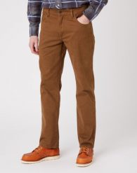 WRANGLER TEXAS MĘSKIE SPODNIE JEANSOWE SADDLE BROWN W12193248 112319291. Brązowe spodnie materiałowe męskie Wrangler, bez wzorów, z jeansu. Za 199.99 zł.