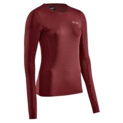 Koszulka sportowa do biegania z długim rękawem CEP damska. Czerwone bluzki sportowe damskie CEP, s, bez wzorów, bez ramiączek. Za 209.00 zł.
