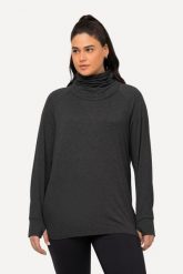 Damskie Sweter Pętla Okrągły dekolt Długi rękaw Bardzo miękki Otwór na kciuk. Czarne swetry klasyczne damskie Ulla Popken, plus size, z materiału, bez kołnierzyka, plus size. Za 239.99 zł.